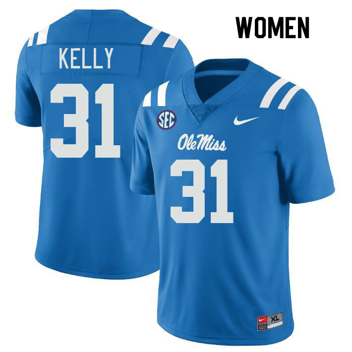 Women #31 Torian Kelly Ole Miss Rebels College Football Jerseys Stitched Sale-Power Blue - Click Image to Close